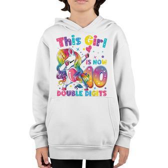 10Th Birthday Gifts This Girl Is Now 10 Double Digits V11 Youth Hoodie - Thegiftio UK