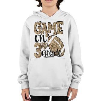 3Rd Grade Football Sports 1St Day Of School Leopard Girls Youth Hoodie - Thegiftio UK