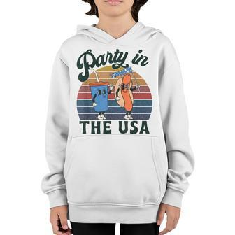 4Th Of July For Hot Dog Lover Party In The Usa Vintage Youth Hoodie - Seseable