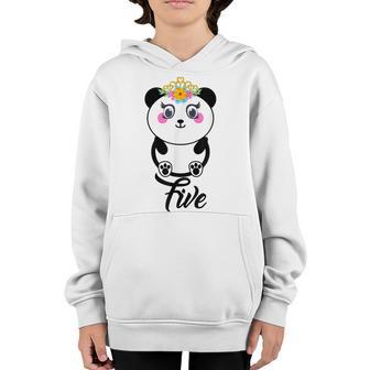 5 Year Old Gifts Cute Panda Birthday Girl 5Th Birthday Funny Youth Hoodie - Thegiftio UK
