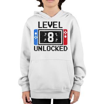 8 Year Old Gifts Level 8Th Birthday Boy Video Games Gaming Youth Hoodie - Thegiftio UK