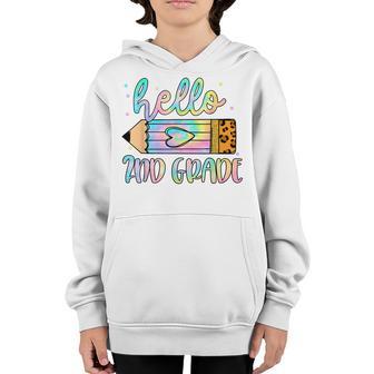 Back To School Hello 2Nd Grade Leopard Tie Dye Pencil Kids Youth Hoodie - Thegiftio UK