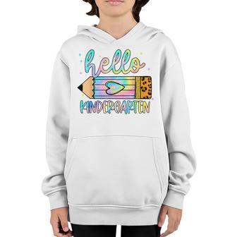 Back To School Hello Kindergarten Leopard Tie Dye Pencil Kid Youth Hoodie - Thegiftio UK