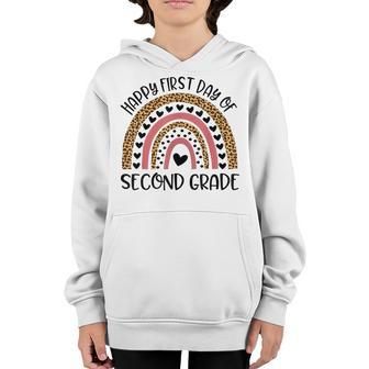 Back To School Rainbow Happy First Day Of Second Grade Youth Hoodie - Thegiftio UK