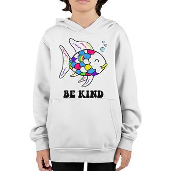 Be Kind Rainbow Fish Teacher Life Teaching Back To School Youth Hoodie - Thegiftio UK