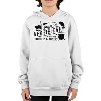 Black Cat Apothecary Halloween Est 1645 Gift Powders And Elixers Youth Hoodie - Seseable