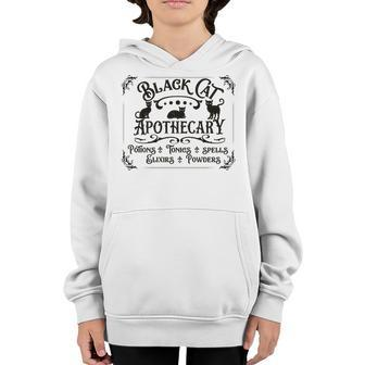 Black Cat Apothecary Powders Flixers Halloween Youth Hoodie - Seseable