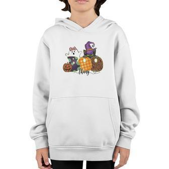 Boo Thang Boo Crew Cat Witch Funny Halloween Youth Hoodie - Seseable