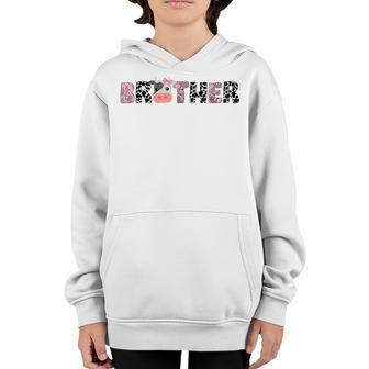 Brother Of The Birthday For Boy Cow Farm Birthday Cow Youth Hoodie - Thegiftio UK