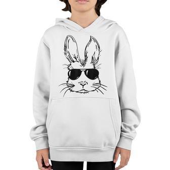 Bunny Face With Sunglasses For Boys Men Kids Easter Day Youth Hoodie - Thegiftio UK