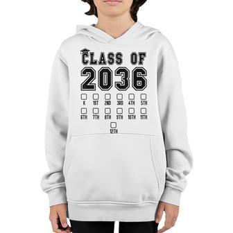 Class Of 2036 Grow With Me First Day Of School Check Mark Youth Hoodie - Thegiftio UK