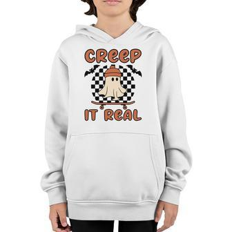 Creep It Real Boo Skateboarding Caro Halloween Youth Hoodie - Seseable