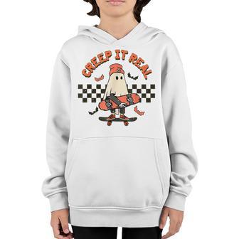 Creep It Real Ghost Boy Vintage Retro Halloween Fall Season Youth Hoodie - Thegiftio UK