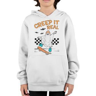 Creep It Real Ghost Halloween Sweating Sucks Skeleton Boys Youth Hoodie - Thegiftio UK