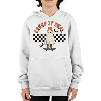 Creep It Real Ghost Skateboard Retro Cute Halloween Boy Girl Youth Hoodie - Thegiftio UK