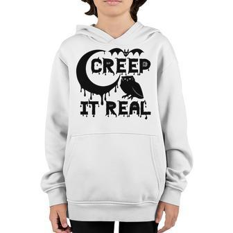 Creep It Real Moon Owl Halloween Night Youth Hoodie - Seseable