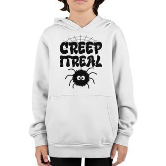 Cute Creep It Real Spider Halloween Present Youth Hoodie - Seseable