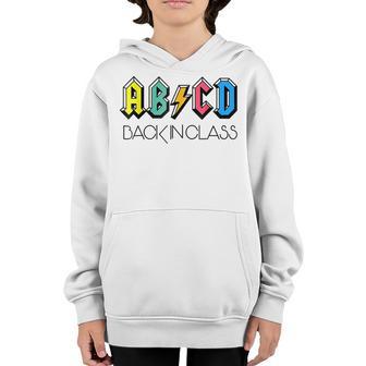 Cute Teacher Abcd Back In Class Colorful Back To School Rock Youth Hoodie - Thegiftio UK