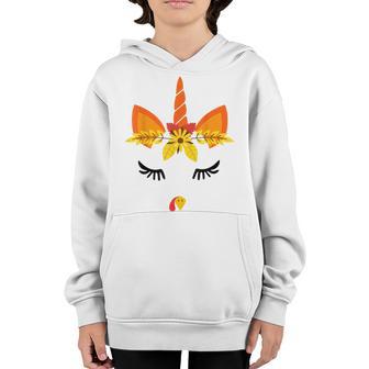 Cute Unicorn Turkey Face Thanksgiving Costume Girls Women Youth Hoodie - Thegiftio UK