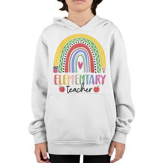 Elementary Teacher Boho Rainbow Team Elementary Squad Girls Youth Hoodie - Thegiftio UK