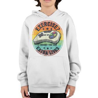 Extra Lives Funny Video Game Controller Retro Gamer Boys V20 Youth Hoodie - Thegiftio UK
