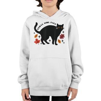 Feral Girl Fall Black Cat Youth Hoodie - Thegiftio UK