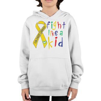 Fight Like Kid Gold Ribbon Childhood Cancer Awareness V2 Youth Hoodie - Thegiftio UK