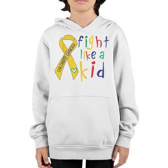 Fight Like Kid Gold Ribbon Childhood Cancer Awareness Youth Hoodie - Thegiftio UK