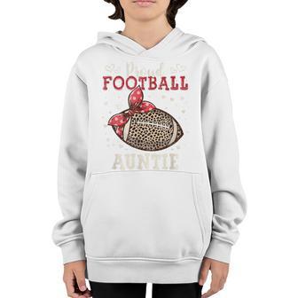 Funny Proud Football Auntie Leopard Game Day Players Youth Hoodie - Thegiftio UK