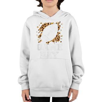 Funny Retro American Football Game Day Leopard Print Sport Youth Hoodie - Thegiftio UK