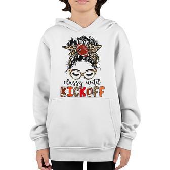 Game Day Classy Until Kickoff Retro American Football Vibes Youth Hoodie - Thegiftio UK