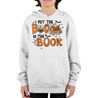 Ghost I Put The Boo In The Booooks Halloween Reading Book Youth Hoodie - Thegiftio UK