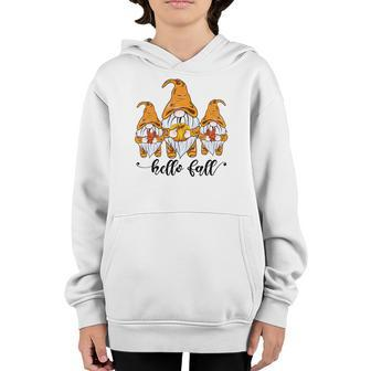 Gnomes Hello Fall Yellow Gift Youth Hoodie - Seseable