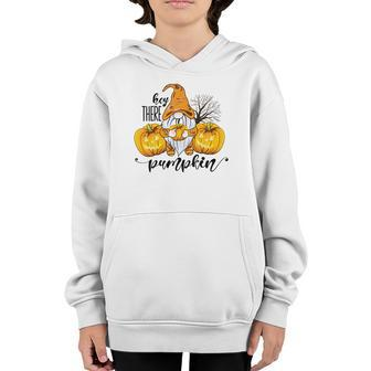 Gnomes Hey There Pumpkin Yellow Hat Fall Youth Hoodie - Seseable