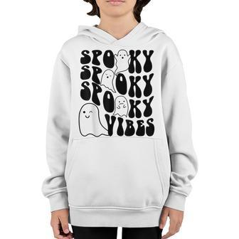 Groovy Spooky Vibes Boo Ghost Spooky Season Funny Halloween Youth Hoodie - Seseable