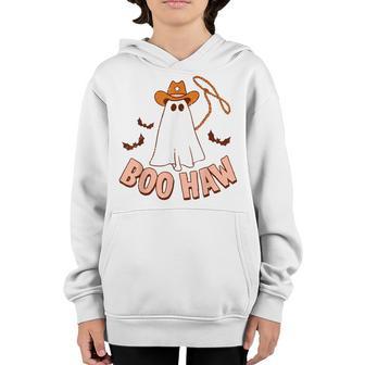 Halloween Boo Haw Ghost Funny Cowboy Cowgirl Western Youth Hoodie - Thegiftio UK