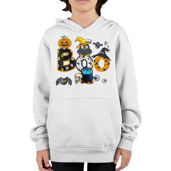 Halloween Boo Owl With Witch Hat Spiders Boys Girls Kids V2 Youth Hoodie - Thegiftio UK
