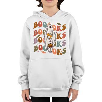 Halloween Booooks Cute Ghost Boo Reading Books Adults Kids Youth Hoodie - Thegiftio UK