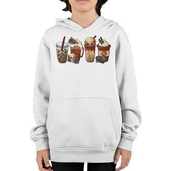 Halloween Goth Girl Coffee Pumpkin Spice Latte Iced Autumn Youth Hoodie - Thegiftio UK