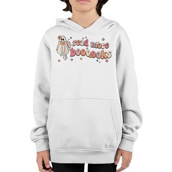 Halloween Groovy Read More Books Cute Boo Ghost Reading Kids V4 Youth Hoodie - Thegiftio UK