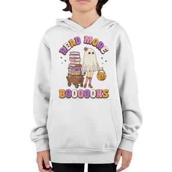 Halloween Groovy Read More Books Cute Boo Ghost Reading Kids V5 Youth Hoodie - Thegiftio UK