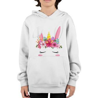 Happy Easter Unicorn Bunny Girls Kids Easter Eggs Kids Girls Youth Hoodie - Thegiftio UK