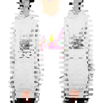 Happy Easter Unicorn Bunny Girls Kids Easter Eggs V2 Youth Hoodie - Thegiftio UK