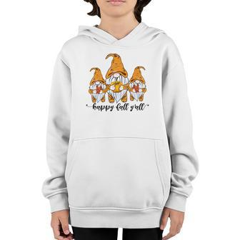 Happy Fall Yall Pumpkin Gnomes Yellow Youth Hoodie - Seseable