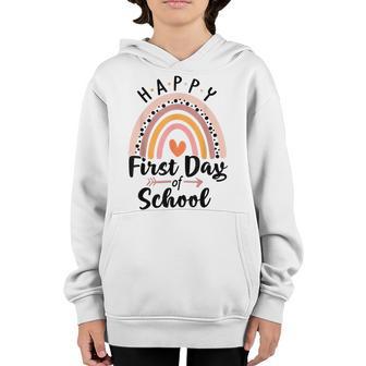 Happy First Day Of School Rainbow Cute Back To School Youth Hoodie - Thegiftio UK