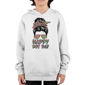 Happy International Dot Day Messy Bun Girl Dot Day 2022 Youth Hoodie - Thegiftio UK