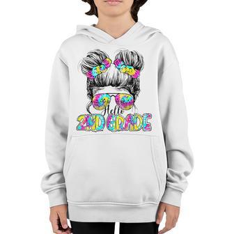 Hello 2Nd Grade Tie Dye Messy Bun Hair Kids Back To School Youth Hoodie - Seseable