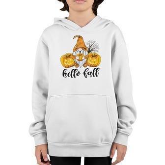 Hello Fall Pumpkin Gnomes Gift Season Youth Hoodie - Seseable