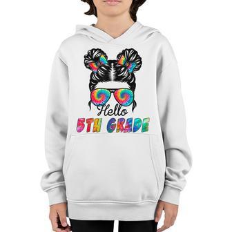 Hello Fifth Grade Happy First Day Of School Tie Dye Color Youth Hoodie - Thegiftio UK