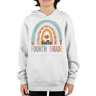 Hello Fourth Grade Boho Rainbow Teacher Back To School Youth Hoodie - Thegiftio UK
